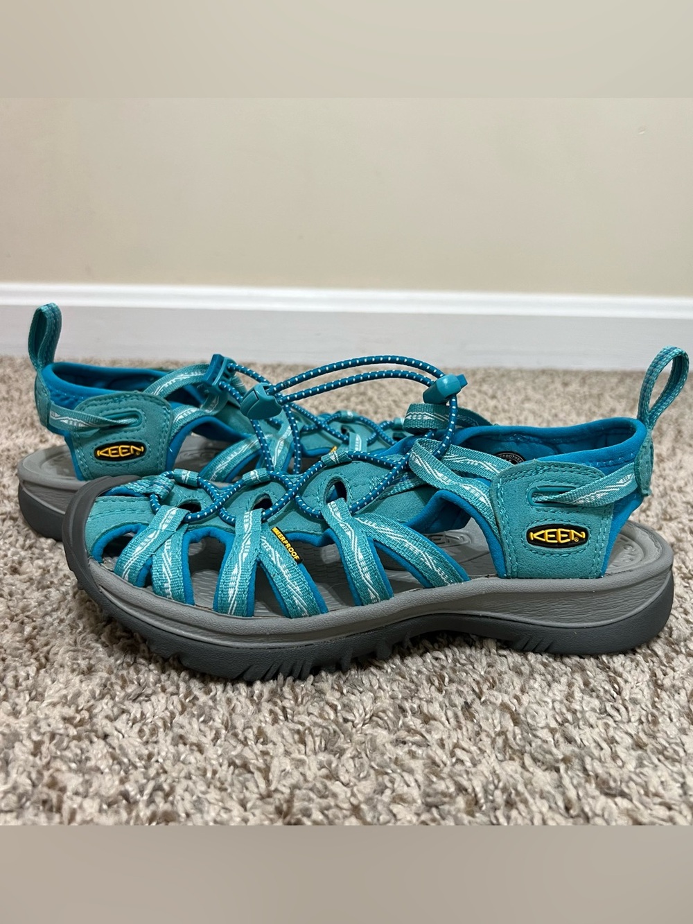 Keen Women's Teal/Gray Multi-strap Adjustable Sandals Waterproof Hiking Size 6.5